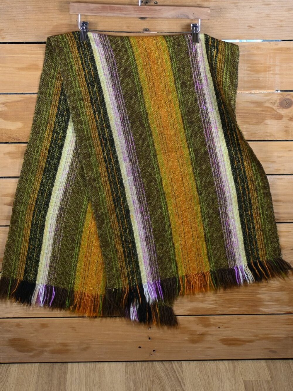 Vintage Handmade Earth Tones Wool Scarf
